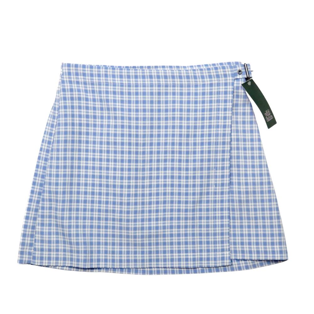 Wild Fable Blue White Gingham Plaid Wrap Mini Skirt with Belt XS Extra Small